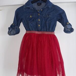 2/$15 Lilt Denim and Red Kids Dress